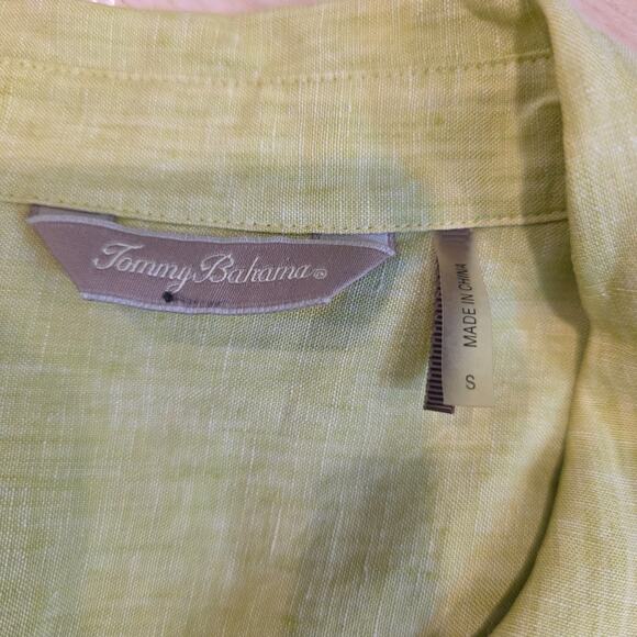Tommy Bahama Womens 100% Linen Button Down Shirt Lime Green Long Sleeve L Pocket - Picture 11 of 11